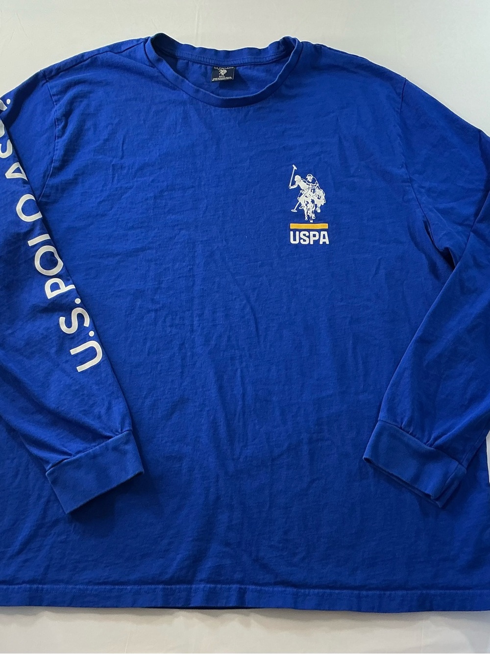 U.S. Polo Assn. Men’s Long Sleeve Logo Tee - Blue with White Accents